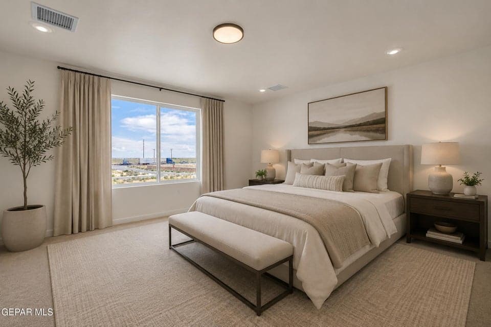 Main Bedroom. Photo is virtually staged with AI