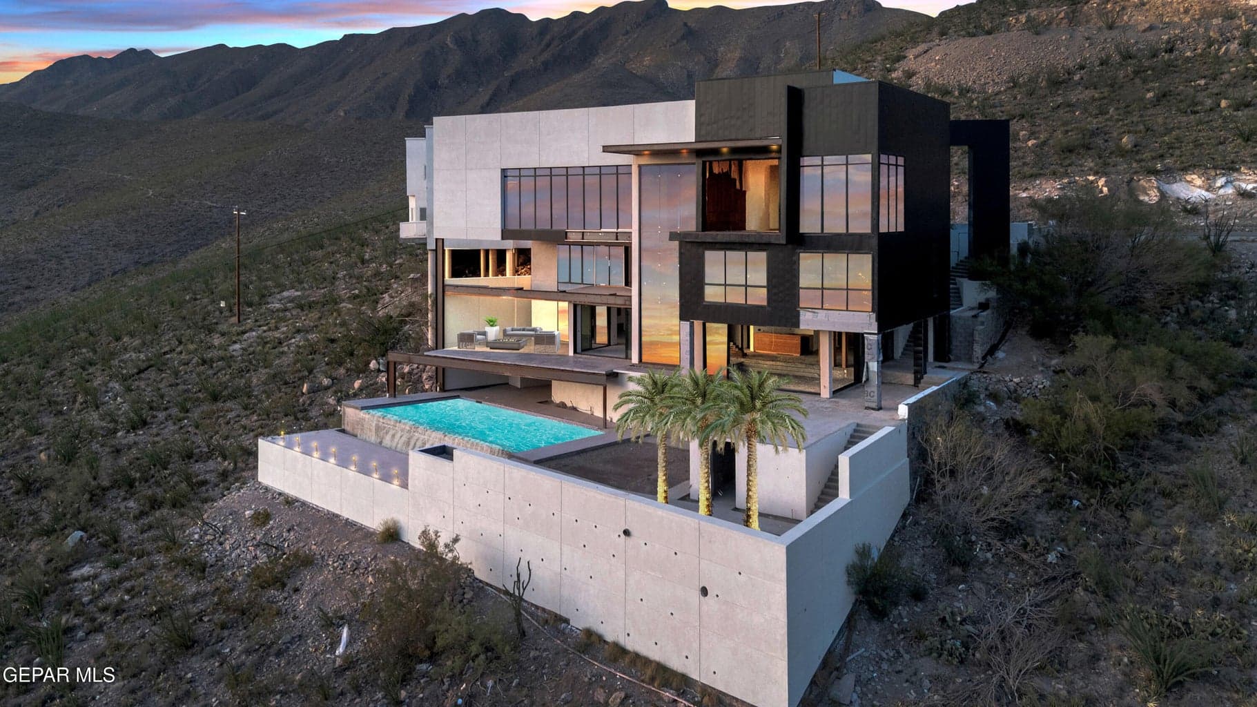Aerial view of rear elevation.