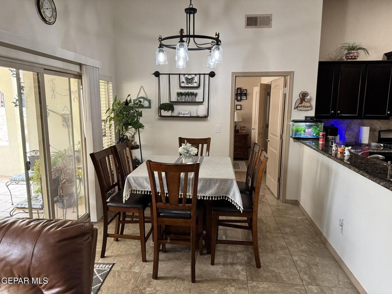 breakfast area with upgraded light fixture