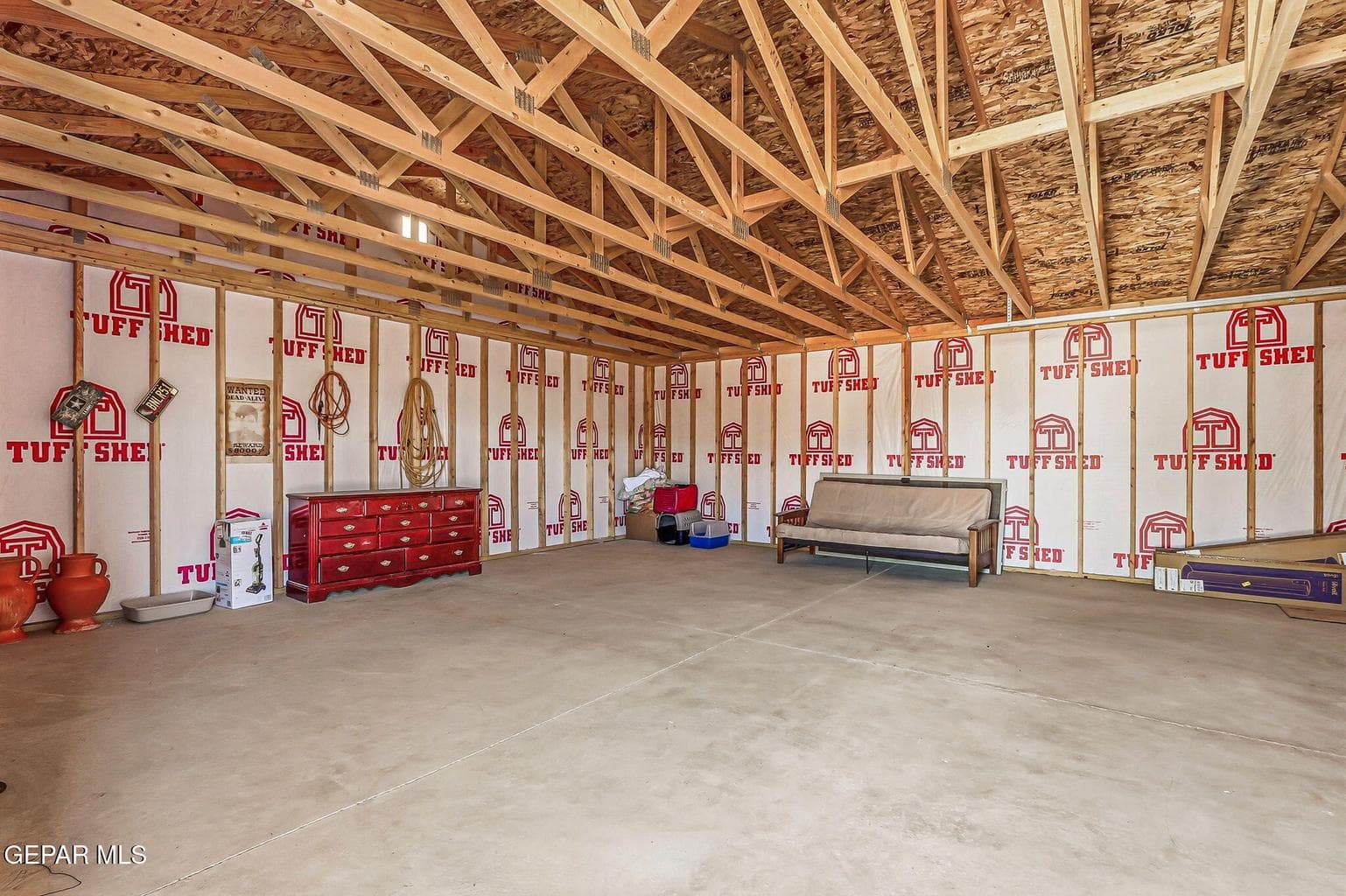 Interior of double car storage