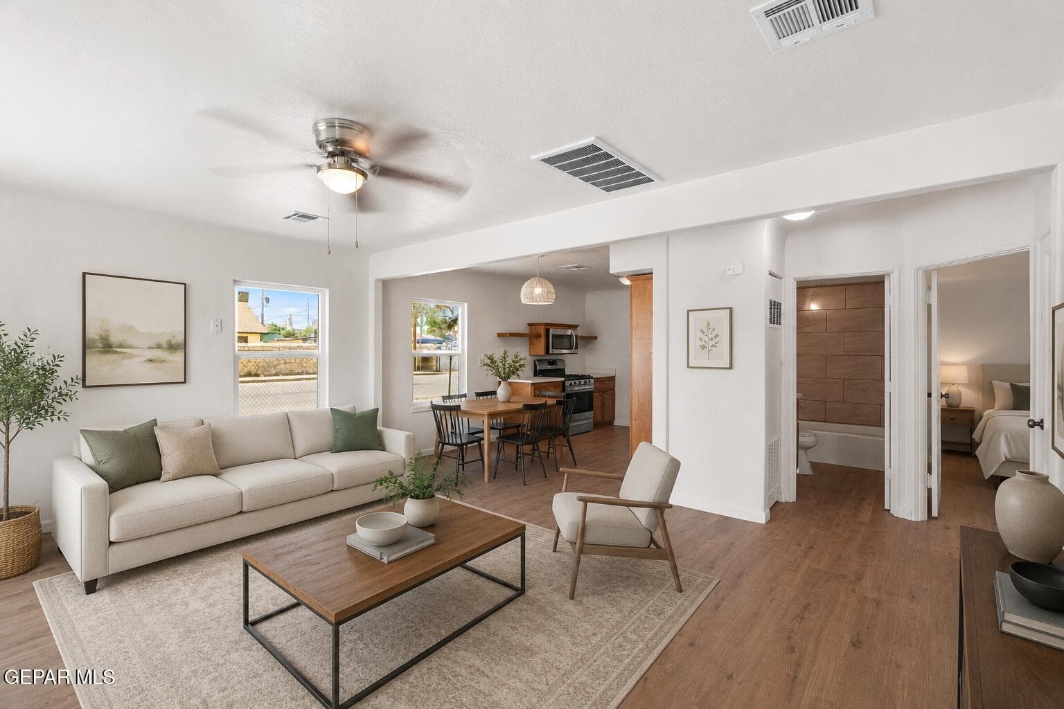Open airy living space brings in great natural light.