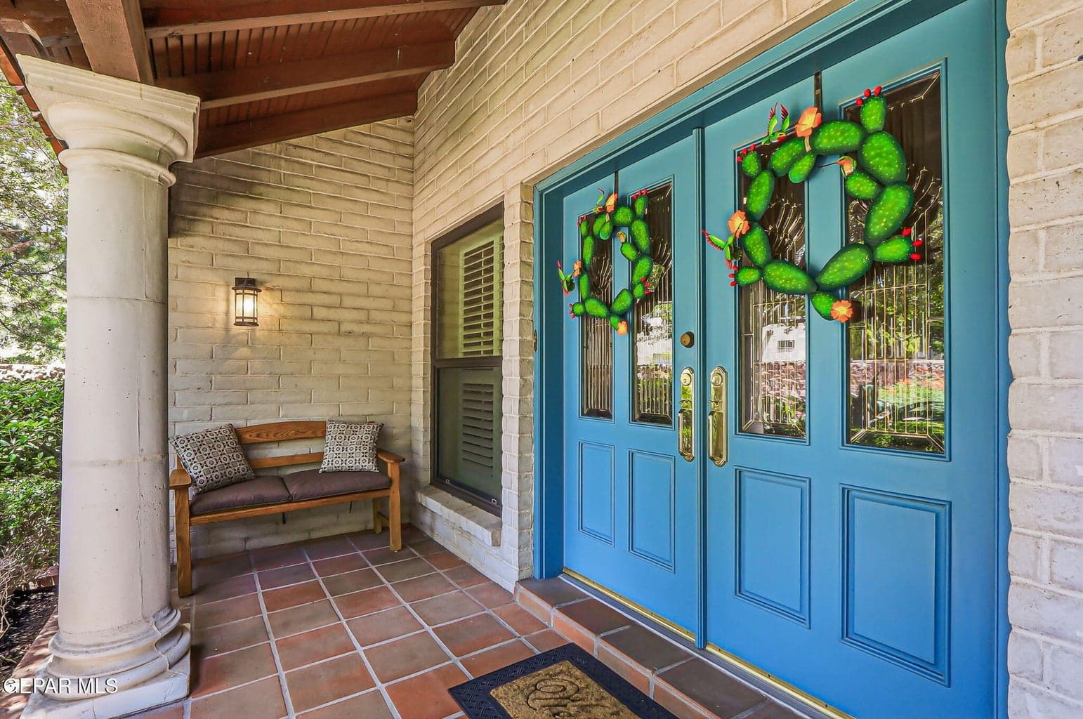 An ideal setting after a leisurely walk in your neighborhood that is shaded by a canopy of mature trees