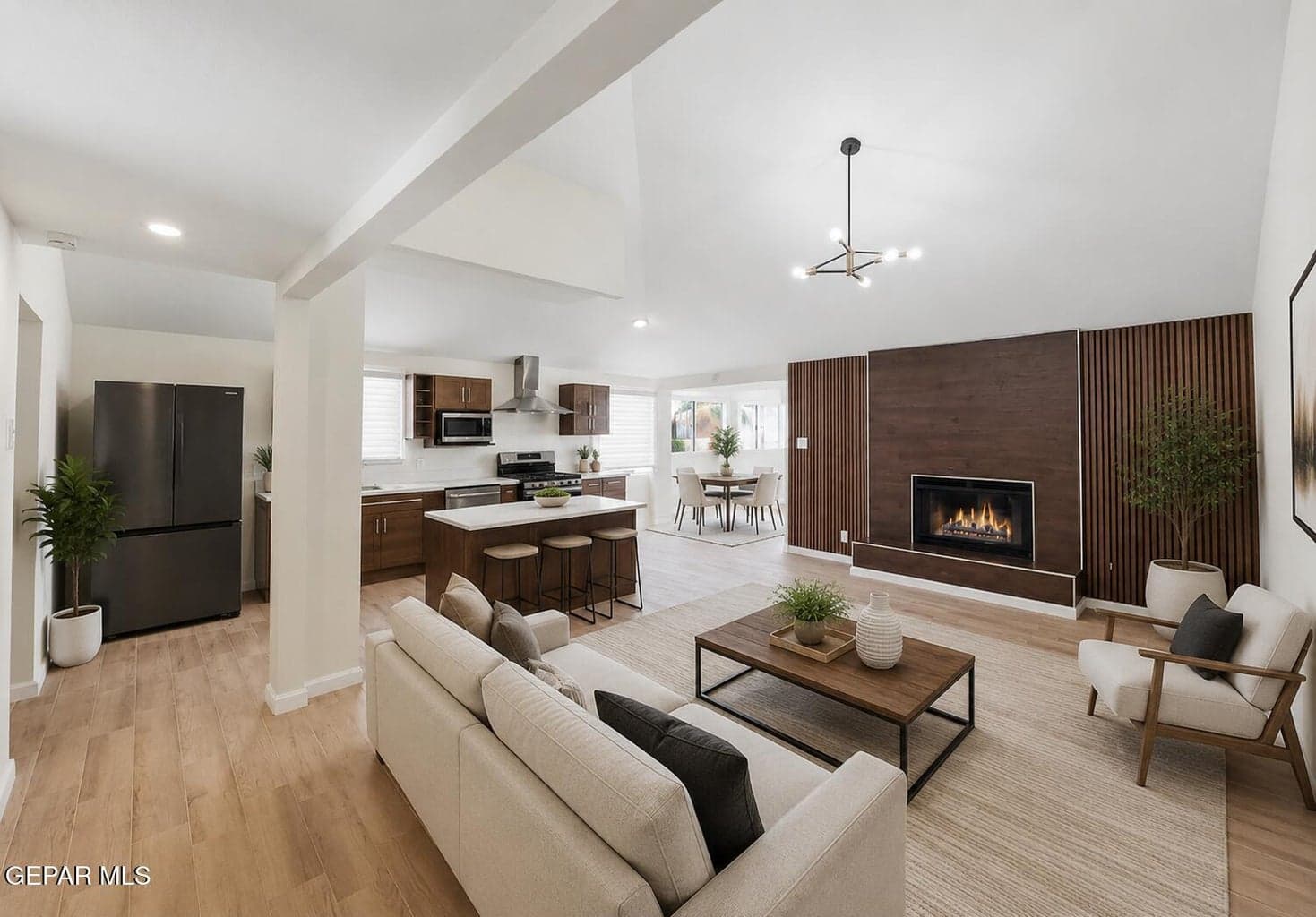 Family room with fireplace