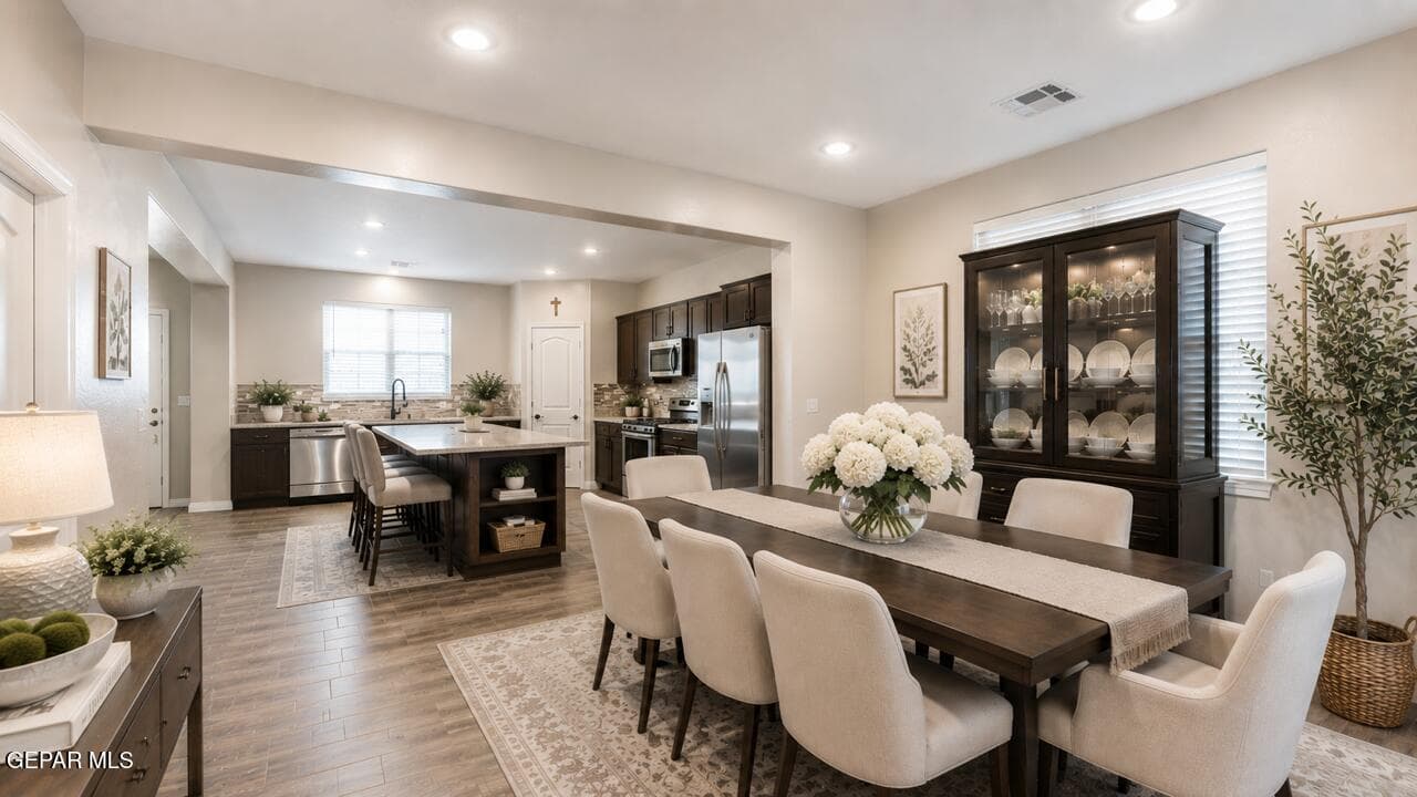 Dining/Kitchen Digitally Staged