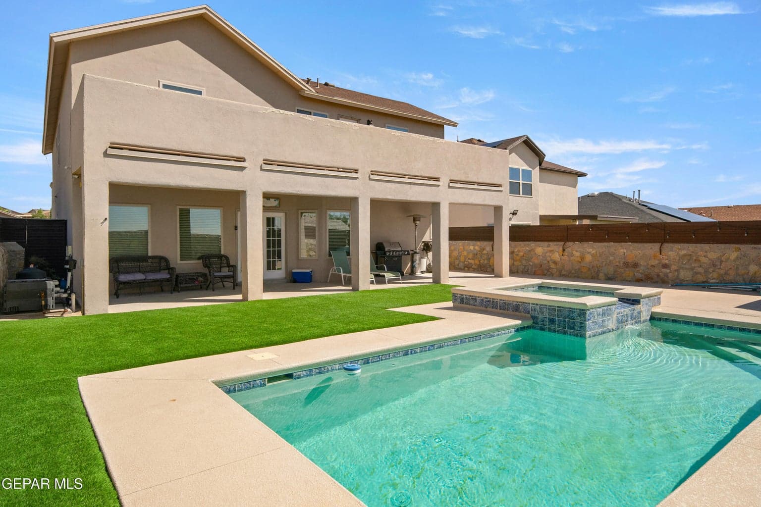 Rear view of backyard