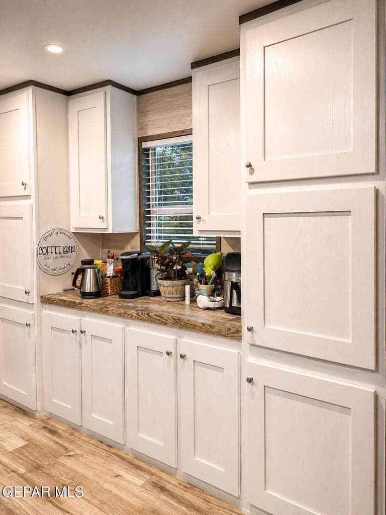 Coffee bar & extra cabinet storage