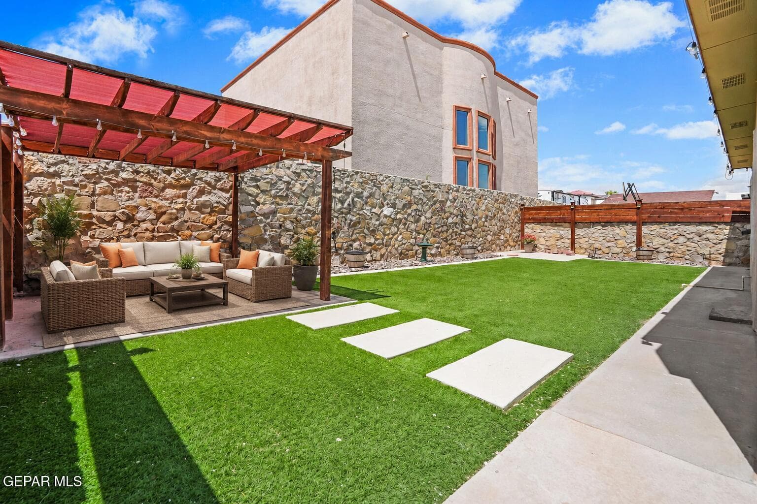 backyard, virtually staged furniture