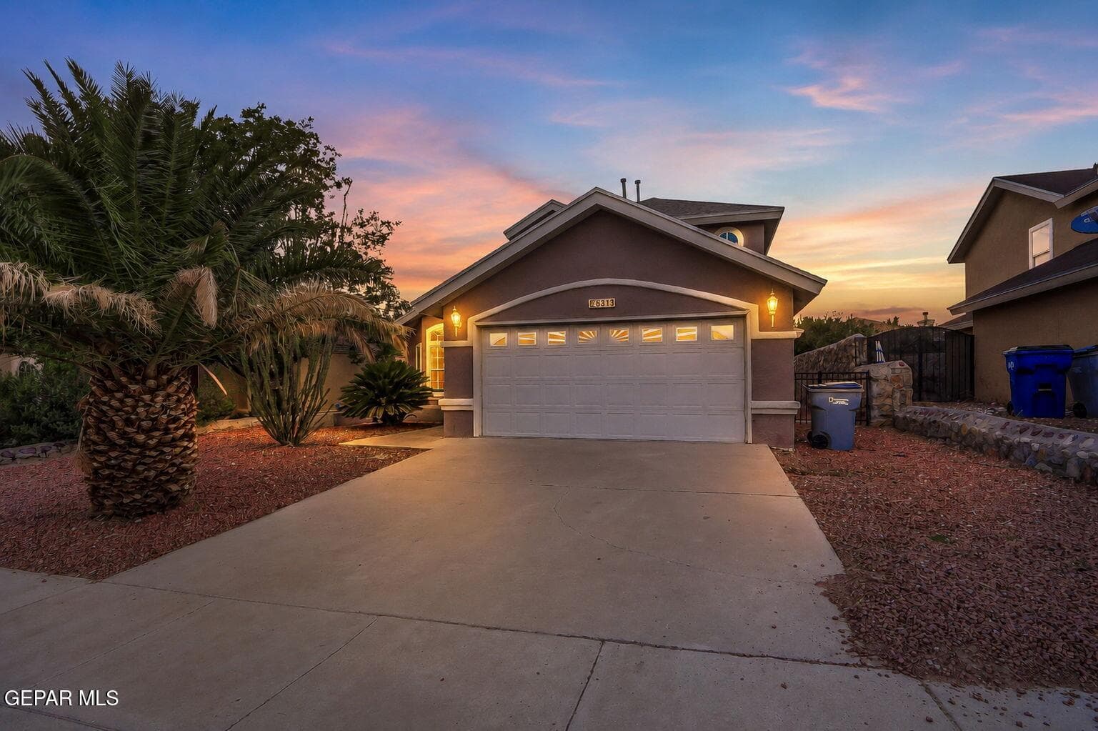 Front of property at night