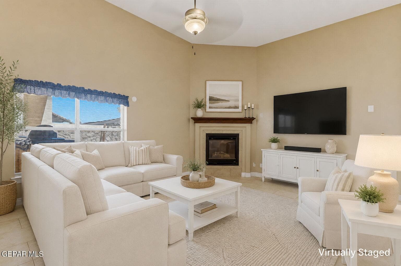 Digitally staged living area