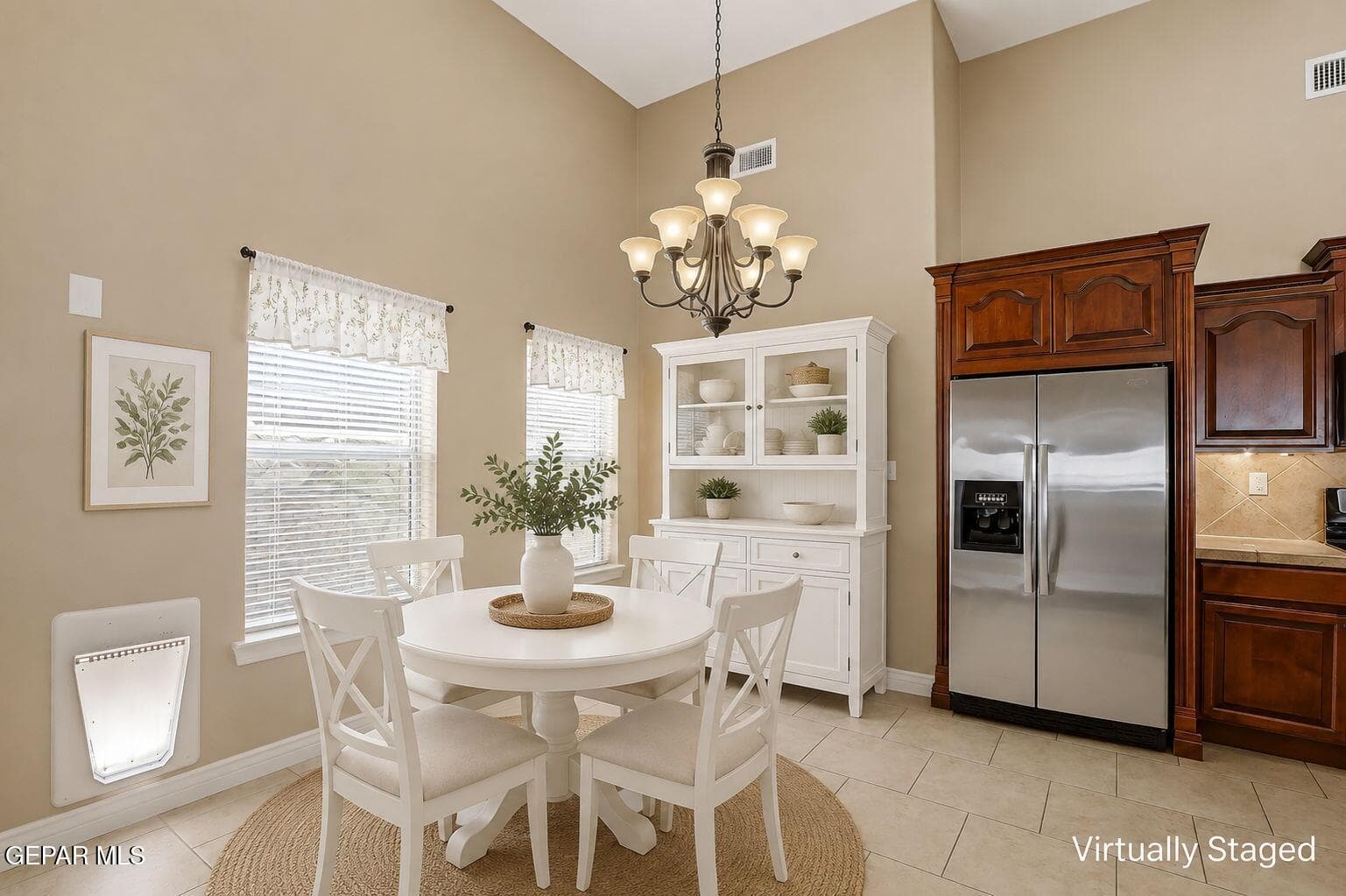 Digitally staged dining area