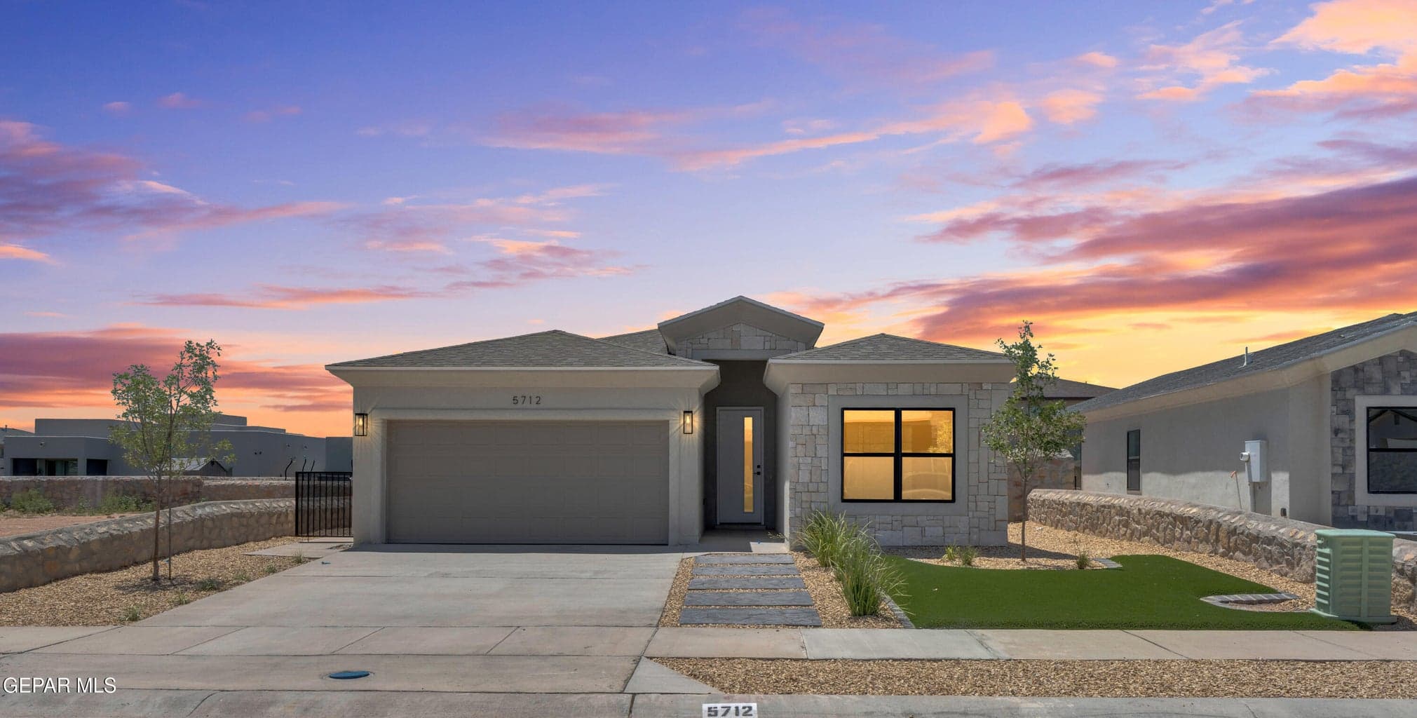 Modern stucco and stone exterior