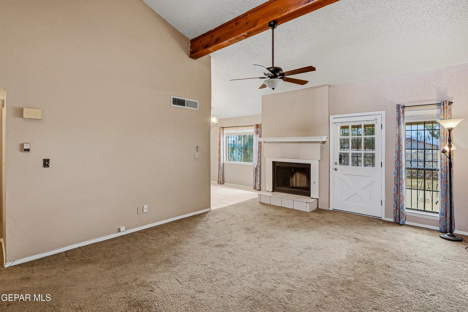 Spacious Living room with gas fireplace!