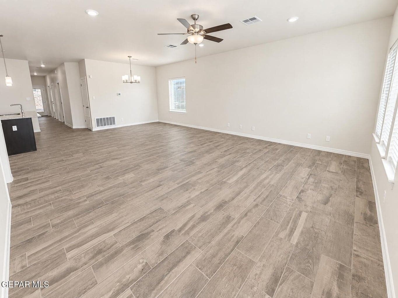 Open concept living and dining areas