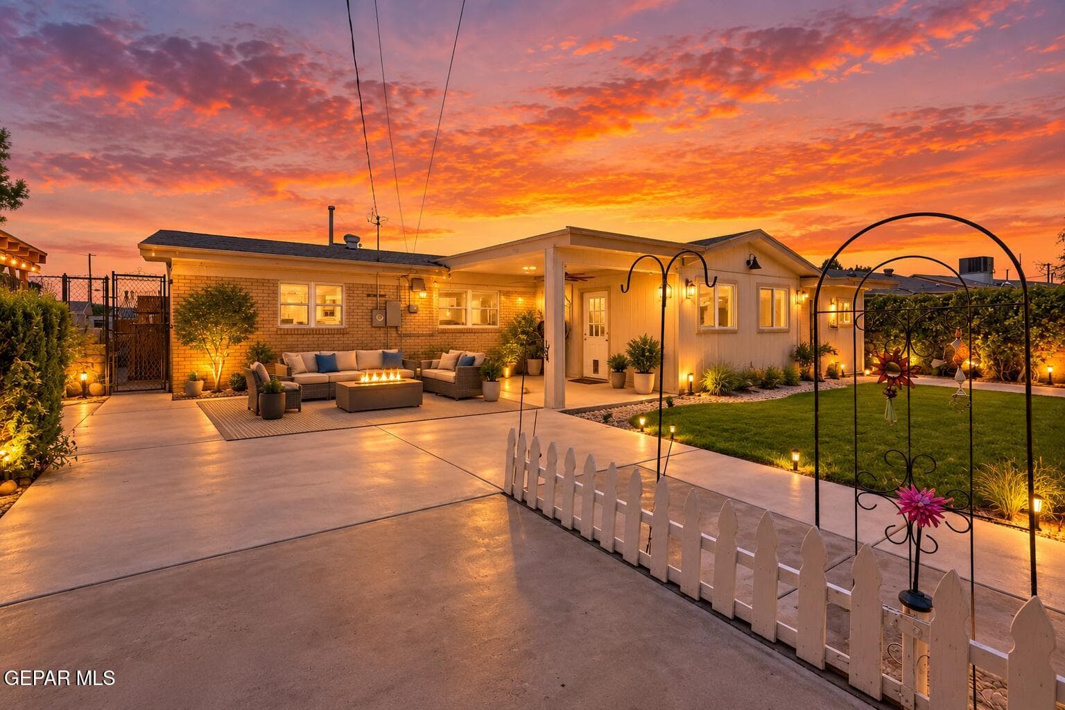 Twilight Patio Glow at Sunset