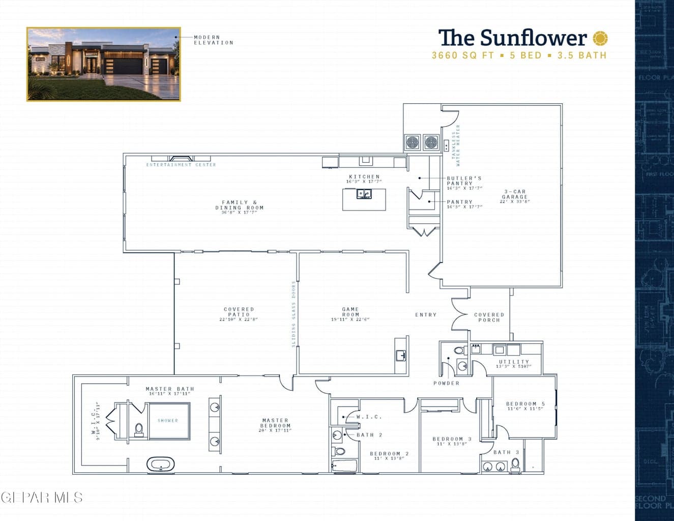 The Sunflower Floor Plan & Elevation M