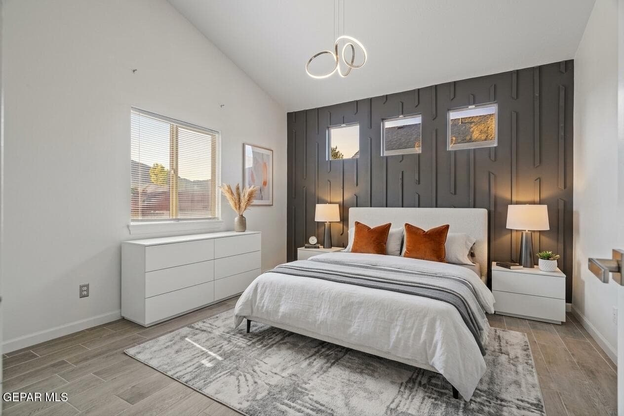 Great re-treat! Custom feature wall and tile flooring.