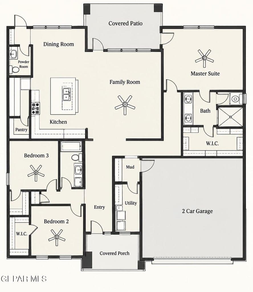 Brochure-ready modern home floor plan