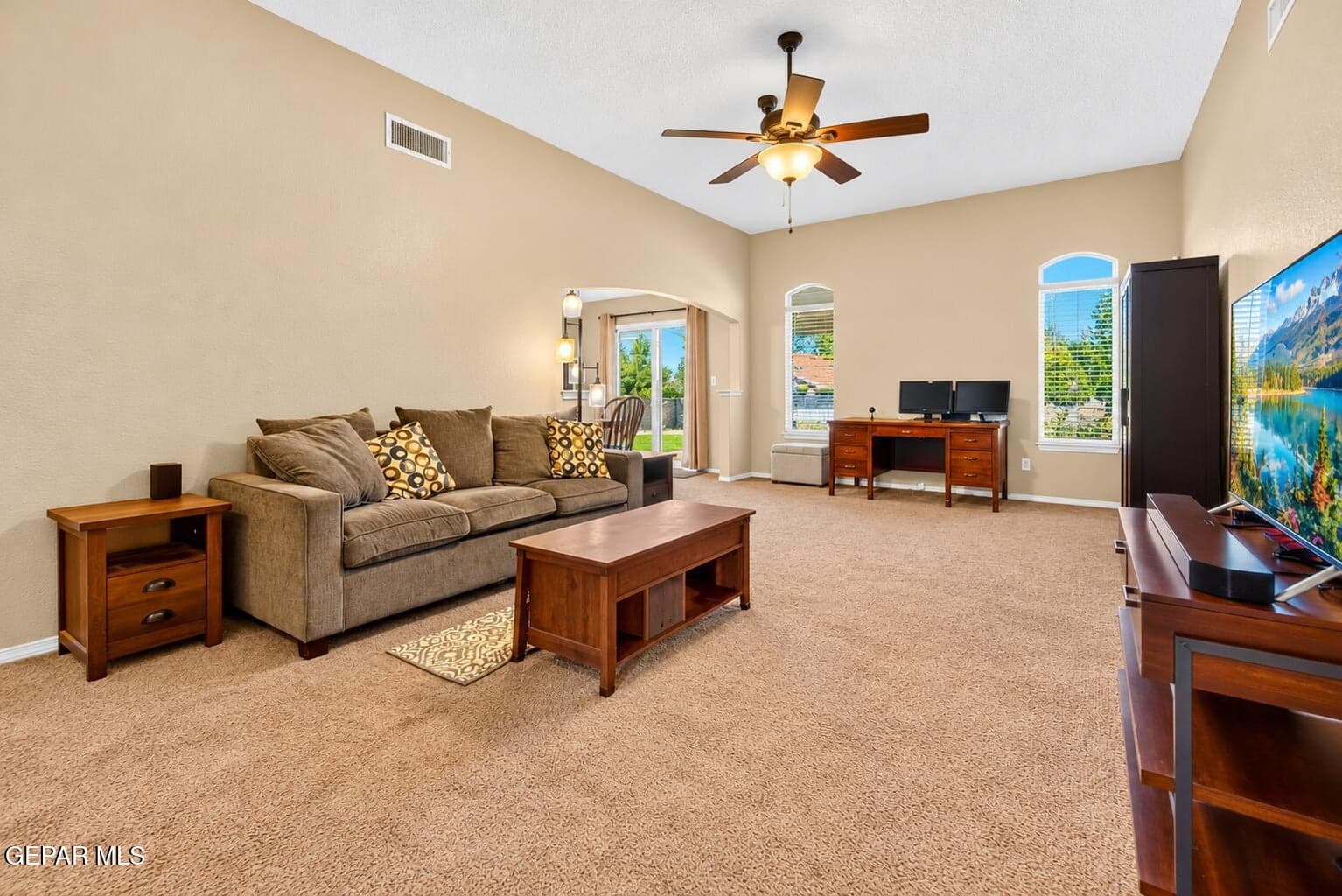 Warm Modern Living Room Office