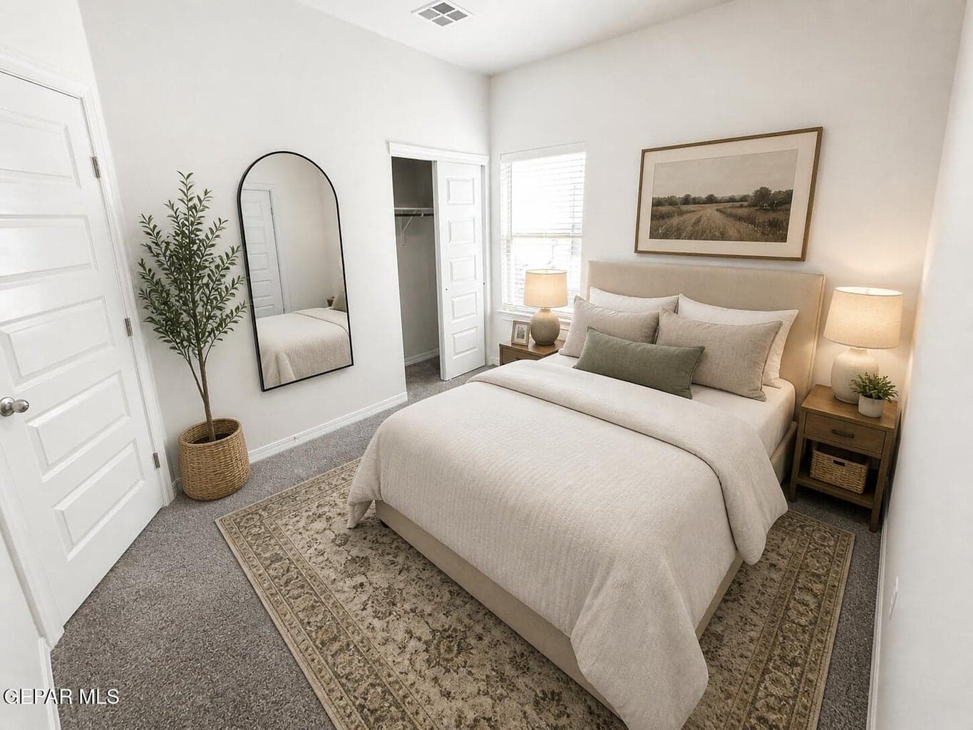 One of the bedrooms virtually staged