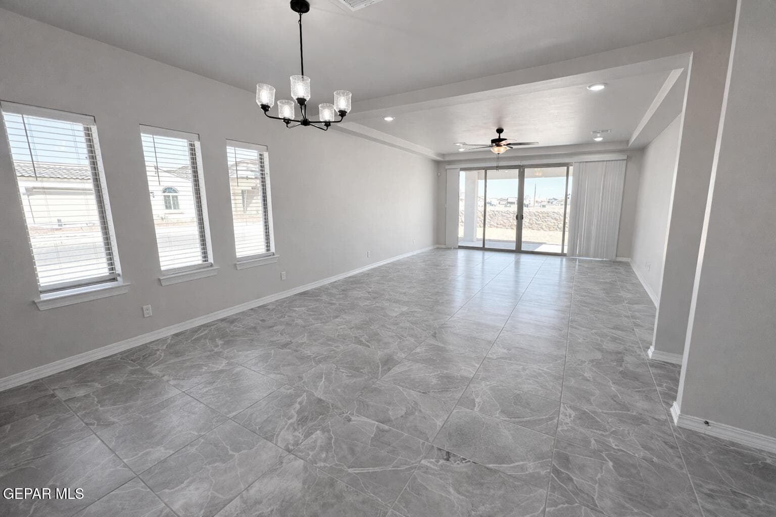 Dining area and living room