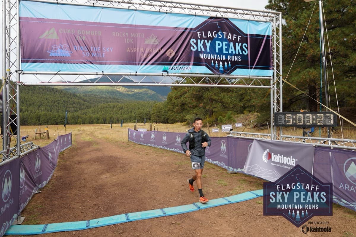 John Peña finishing a mountain race