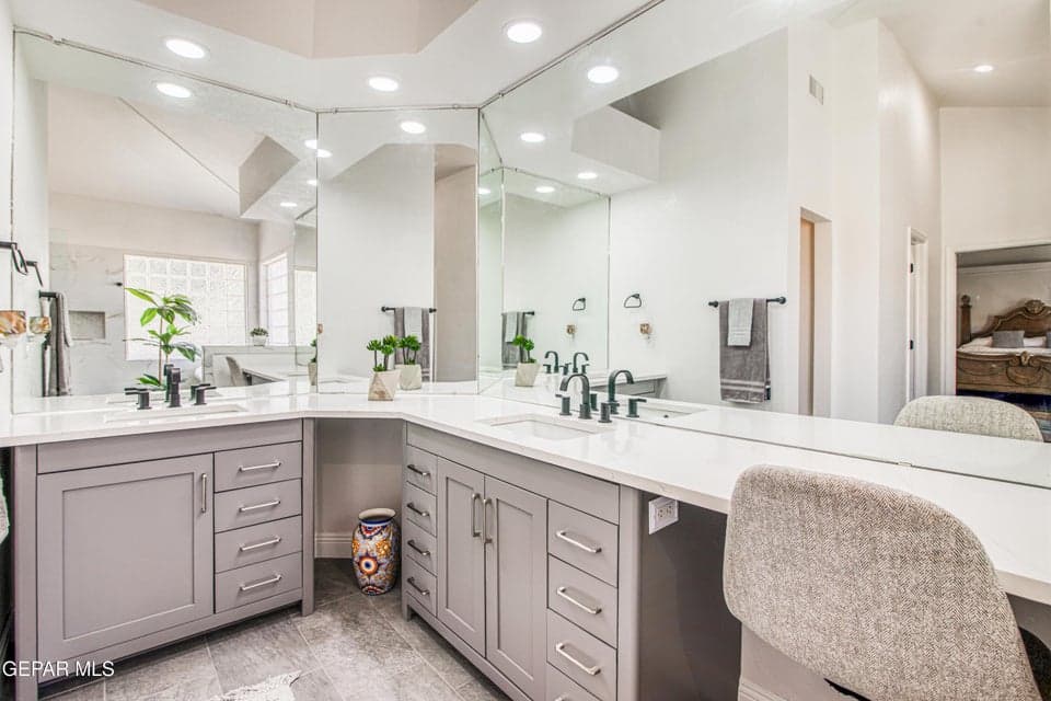 Master bathroom with double sinks