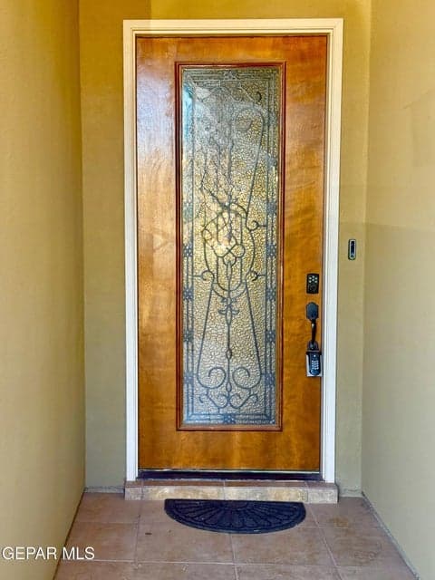 Beautiful solid wood iron and glass front door