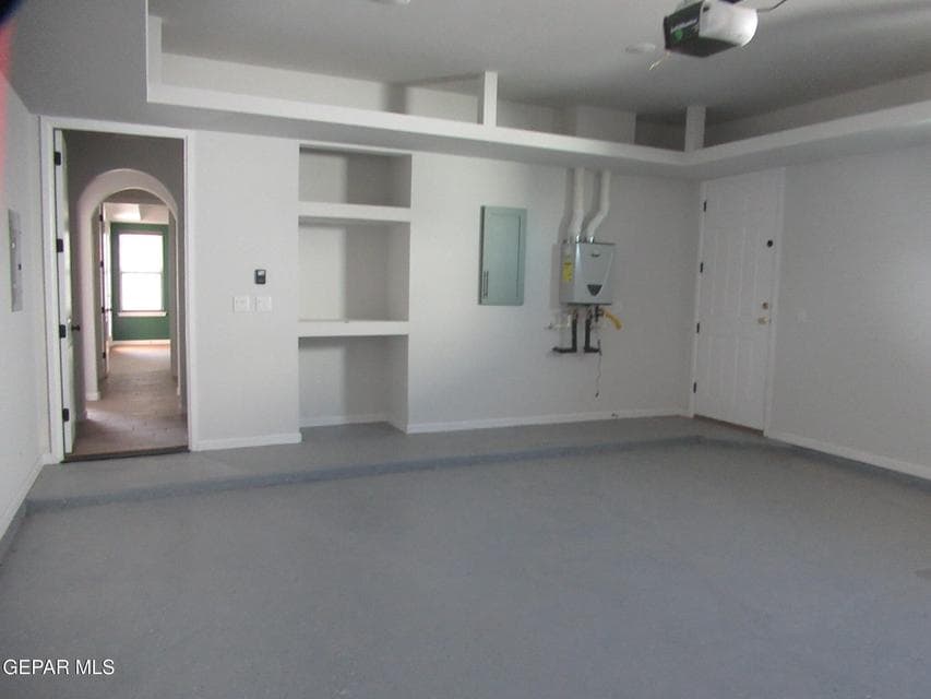 Double car garage with overheard storage